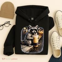 Raccoon Drinking Iced Coffee Hoodie thumb 4