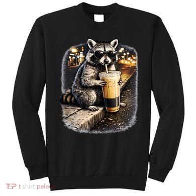 Raccoon Drinking Iced Coffee Sweatshirt