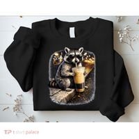 Raccoon Drinking Iced Coffee Sweatshirt thumb 2