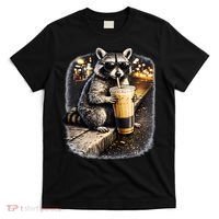 Raccoon Drinking Iced Coffee T-Shirt thumb 0