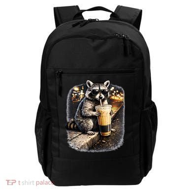 Raccoon Drinking Iced Coffee Backpack