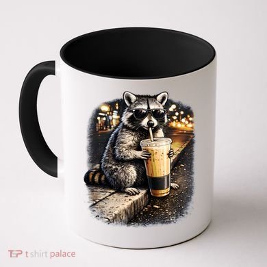 Raccoon Drinking Iced Coffee Coffee Mug