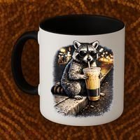 Raccoon Drinking Iced Coffee Coffee Mug thumb 2