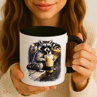 Raccoon Drinking Iced Coffee Coffee Mug thumb 3