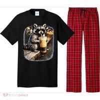 Raccoon Drinking Iced Coffee Pajama Set thumb 0