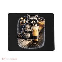 Raccoon Drinking Iced Coffee Mousepad thumb 0