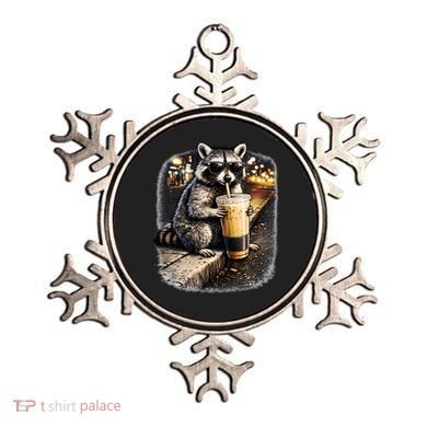 Raccoon Drinking Iced Coffee Ornament