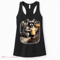 Raccoon Drinking Iced Coffee Women's Tank Top thumb 0