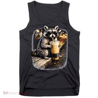 Raccoon Drinking Iced Coffee Tank Top