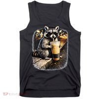 Raccoon Drinking Iced Coffee Tank Top thumb 0