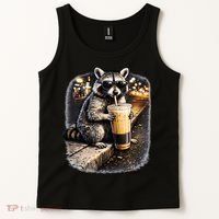 Raccoon Drinking Iced Coffee Tank Top thumb 2