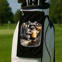 Raccoon Drinking Iced Coffee Golf Towel thumb 2