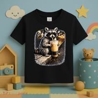 Raccoon Drinking Iced Coffee Toddler T-Shirt thumb 3