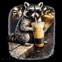 Raccoon Drinking Iced Coffee Women's Long Sleeve Shirt thumb 2