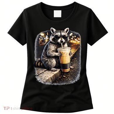 Raccoon Drinking Iced Coffee Women's T-Shirt