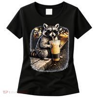 Raccoon Drinking Iced Coffee Women's T-Shirt thumb 0