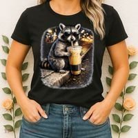 Raccoon Drinking Iced Coffee Women's T-Shirt thumb 2