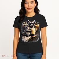 Raccoon Drinking Iced Coffee Women's T-Shirt thumb 4