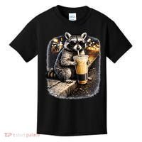 Raccoon Drinking Iced Coffee Kids T-Shirt thumb 0