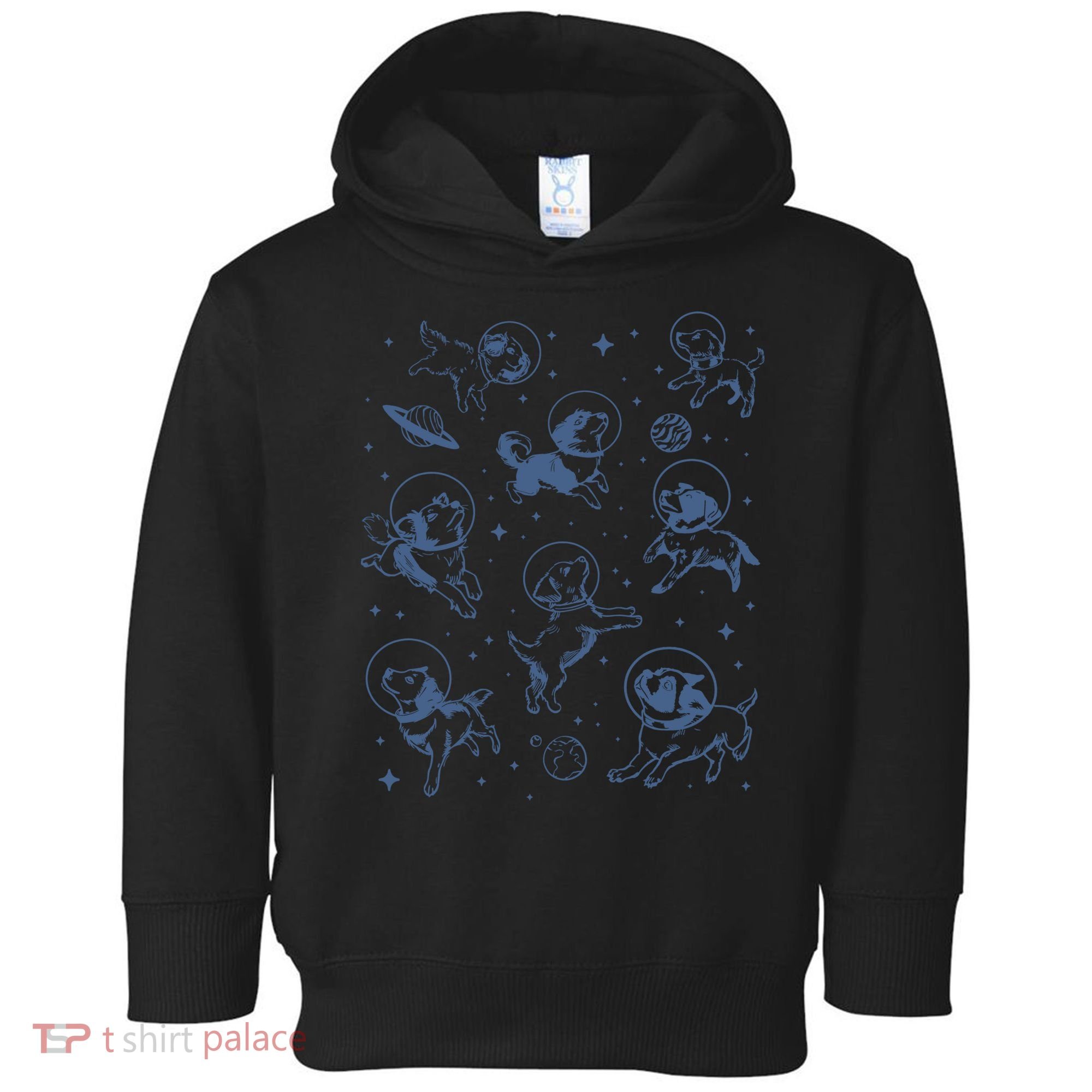 Retro Dogs In Space Funny Galaxy Toddler Hoodie