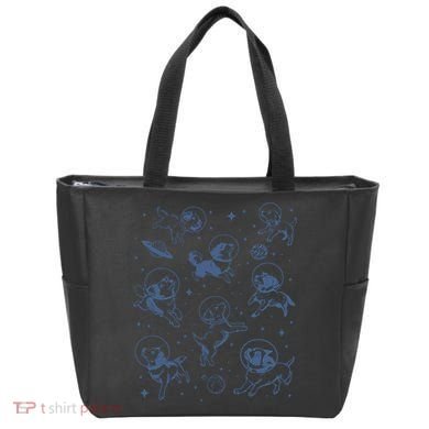 Retro Dogs In Space Funny Galaxy Tote Bag