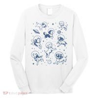 Retro Dogs In Space Funny Galaxy Long Sleeve Shirt thumb 0