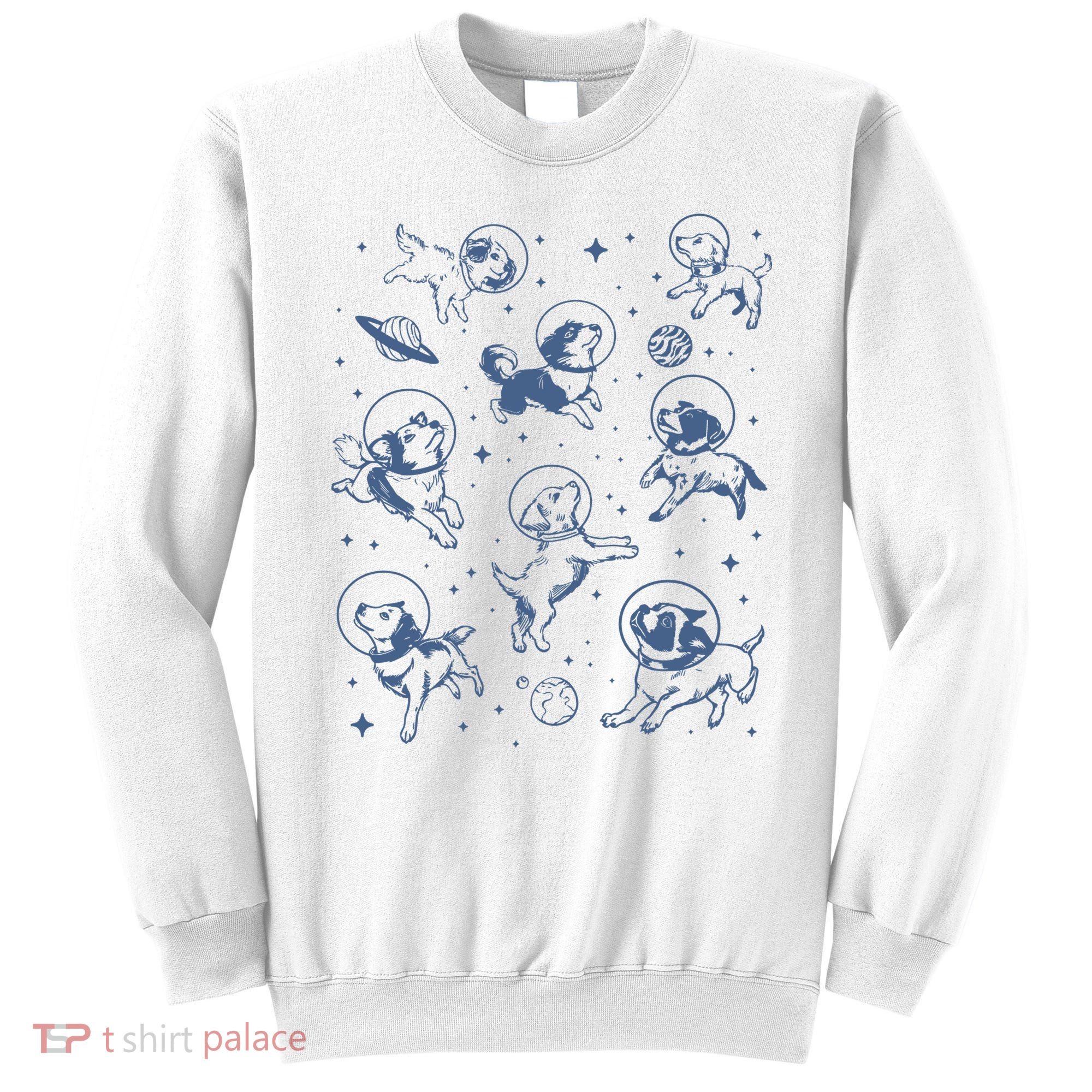 Retro Dogs In Space Funny Galaxy Sweatshirt