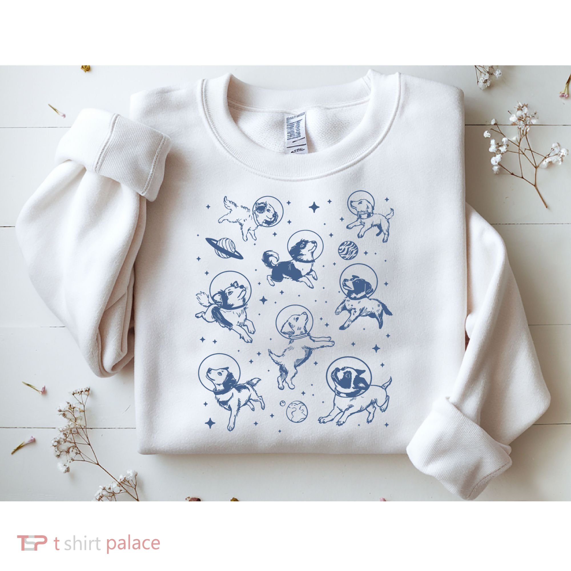 Retro Dogs In Space Funny Galaxy Sweatshirt