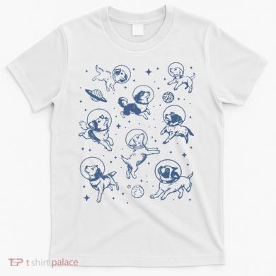 Retro Dogs In Space Funny Galaxy T-Shirt