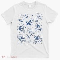 Retro Dogs In Space Funny Galaxy T-Shirt thumb 0