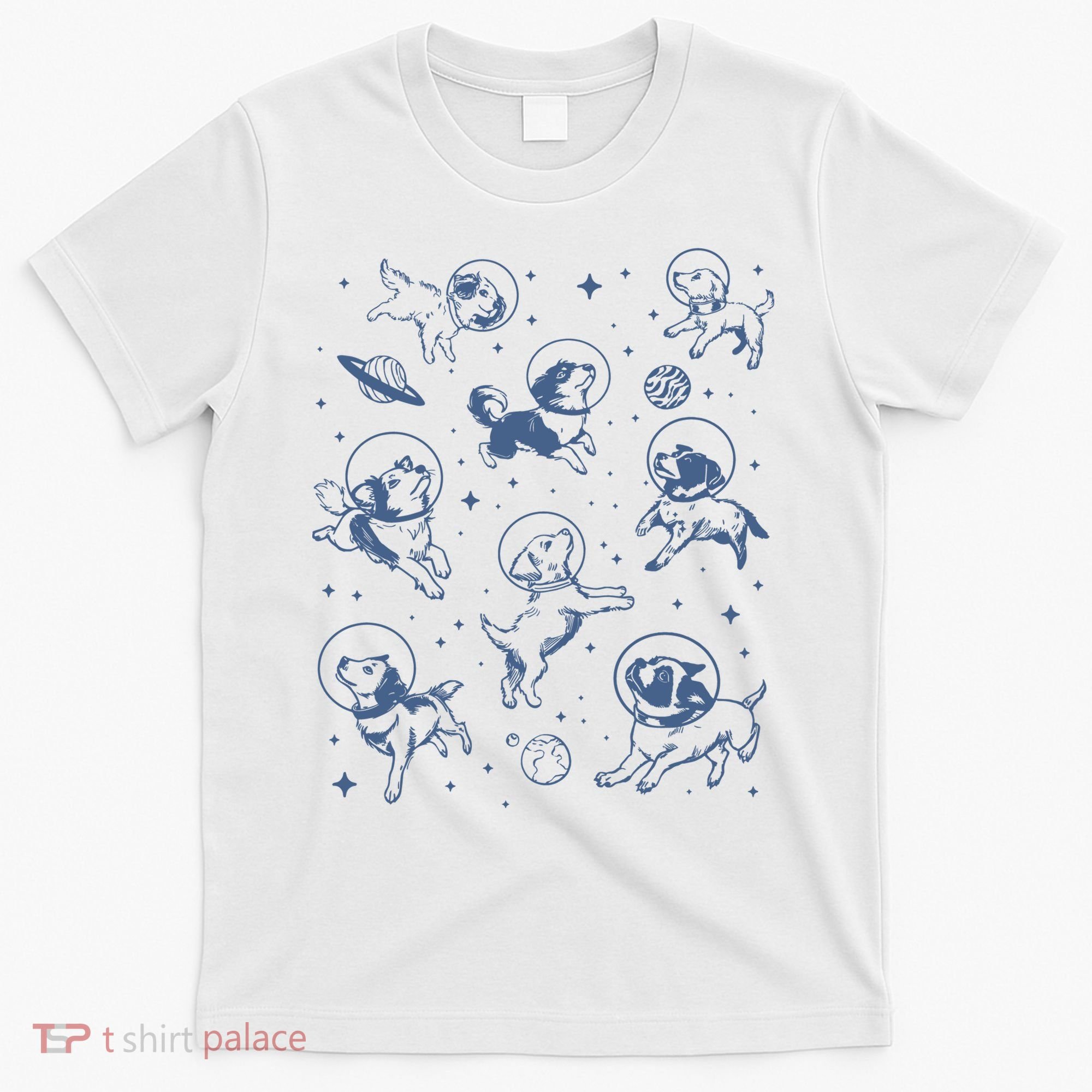 Retro Dogs In Space Funny Galaxy T-Shirt