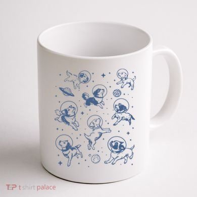 Retro Dogs In Space Funny Galaxy Coffee Mug back