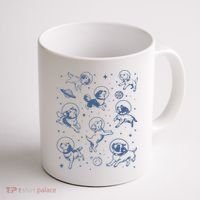 Retro Dogs In Space Funny Galaxy Coffee Mug thumb 1