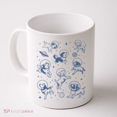 Retro Dogs In Space Funny Galaxy Coffee Mug