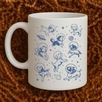 Retro Dogs In Space Funny Galaxy Coffee Mug thumb 2
