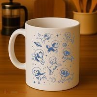 Retro Dogs In Space Funny Galaxy Coffee Mug thumb 4