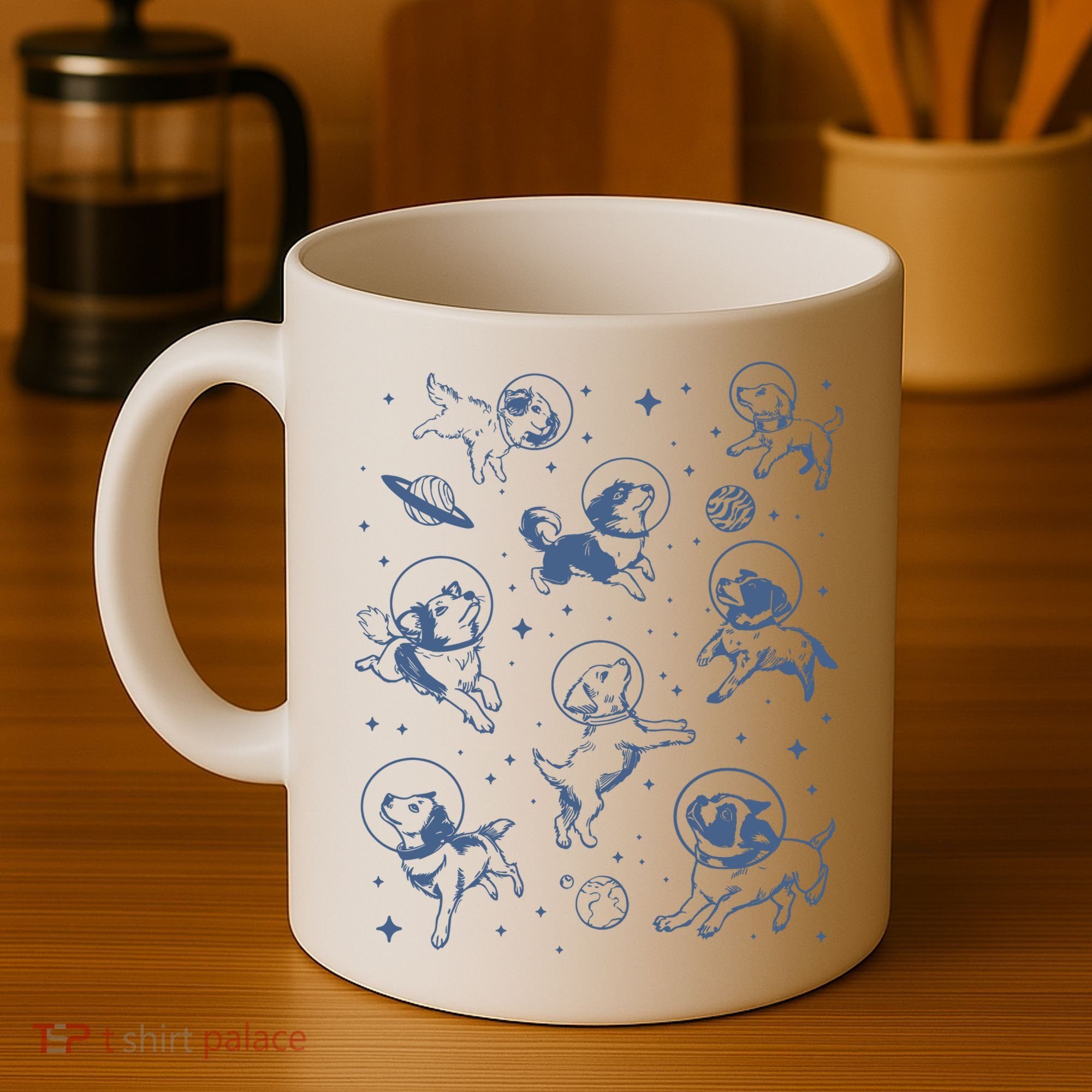 Retro Dogs In Space Funny Galaxy Coffee Mug