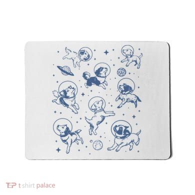 Retro Dogs In Space Funny Galaxy Mousepad