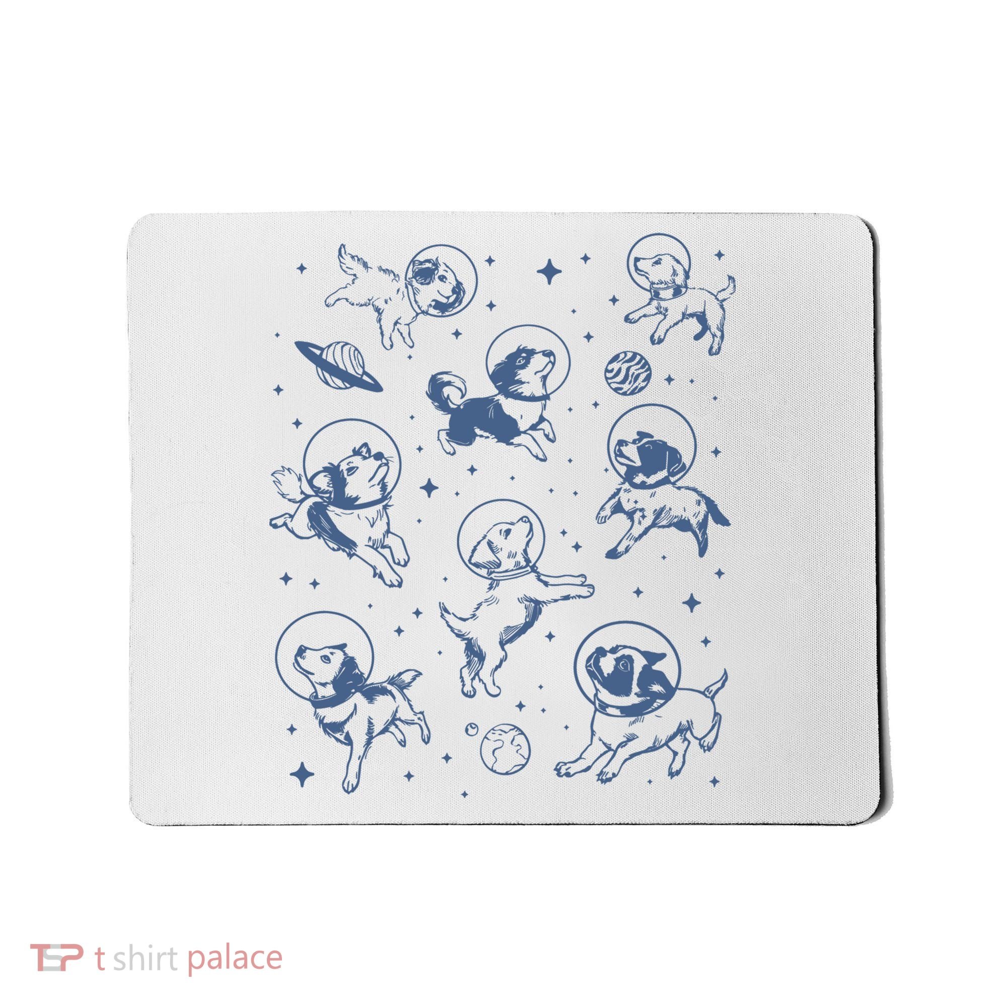 Retro Dogs In Space Funny Galaxy Mousepad