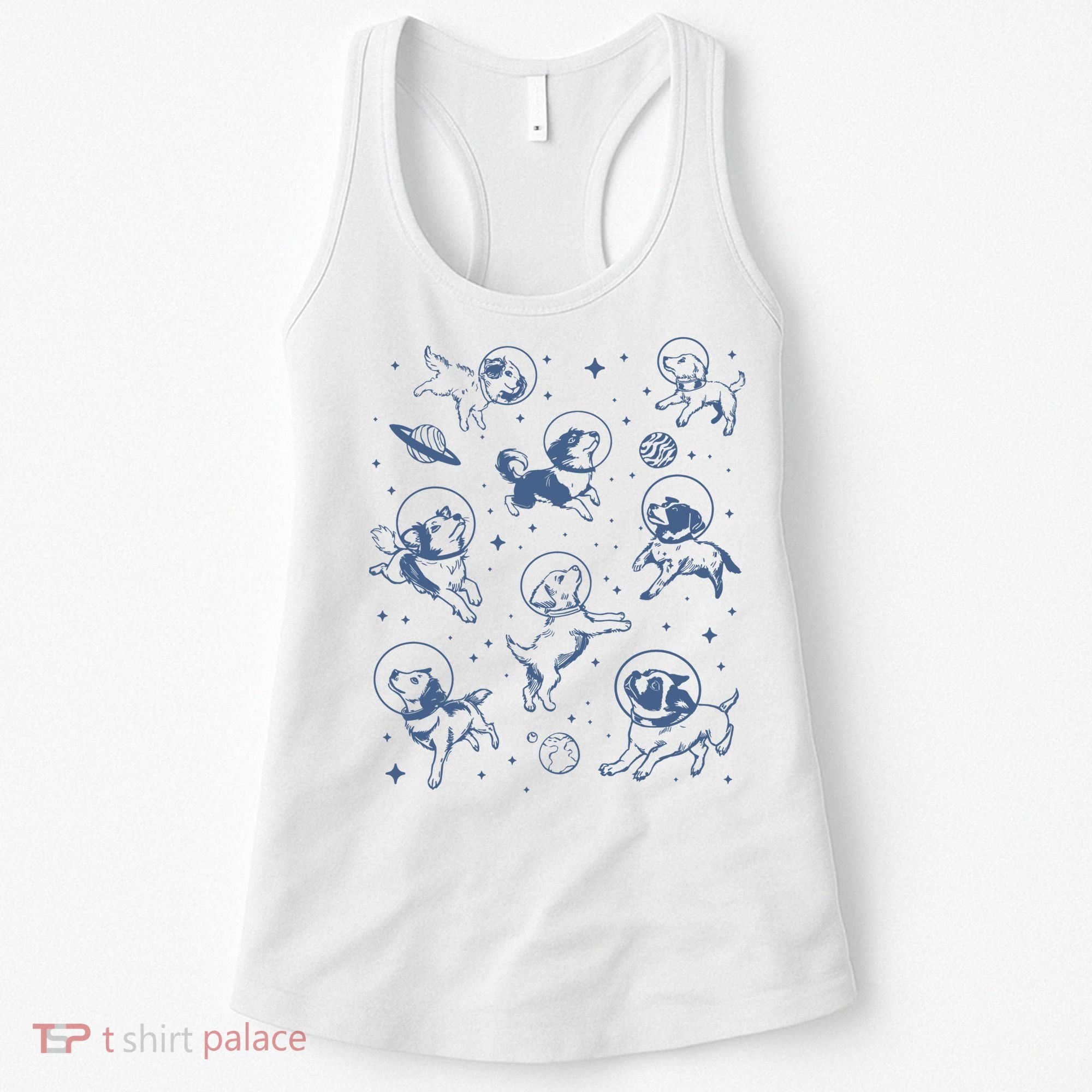 Retro Dogs In Space Funny Galaxy Women's Tank Top