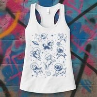 Retro Dogs In Space Funny Galaxy Women's Tank Top thumb 3
