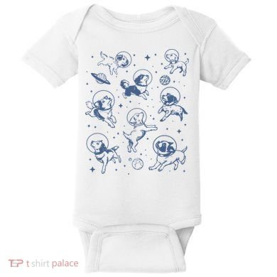 Retro Dogs In Space Funny Galaxy Baby Bodysuit