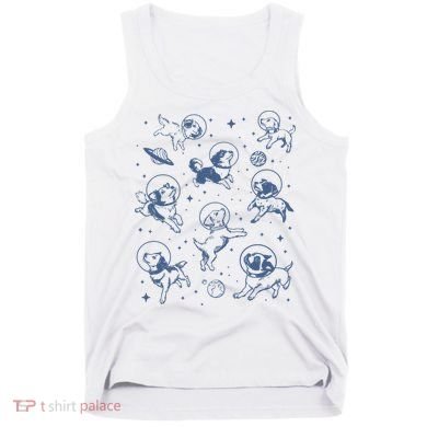 Retro Dogs In Space Funny Galaxy Tank Top