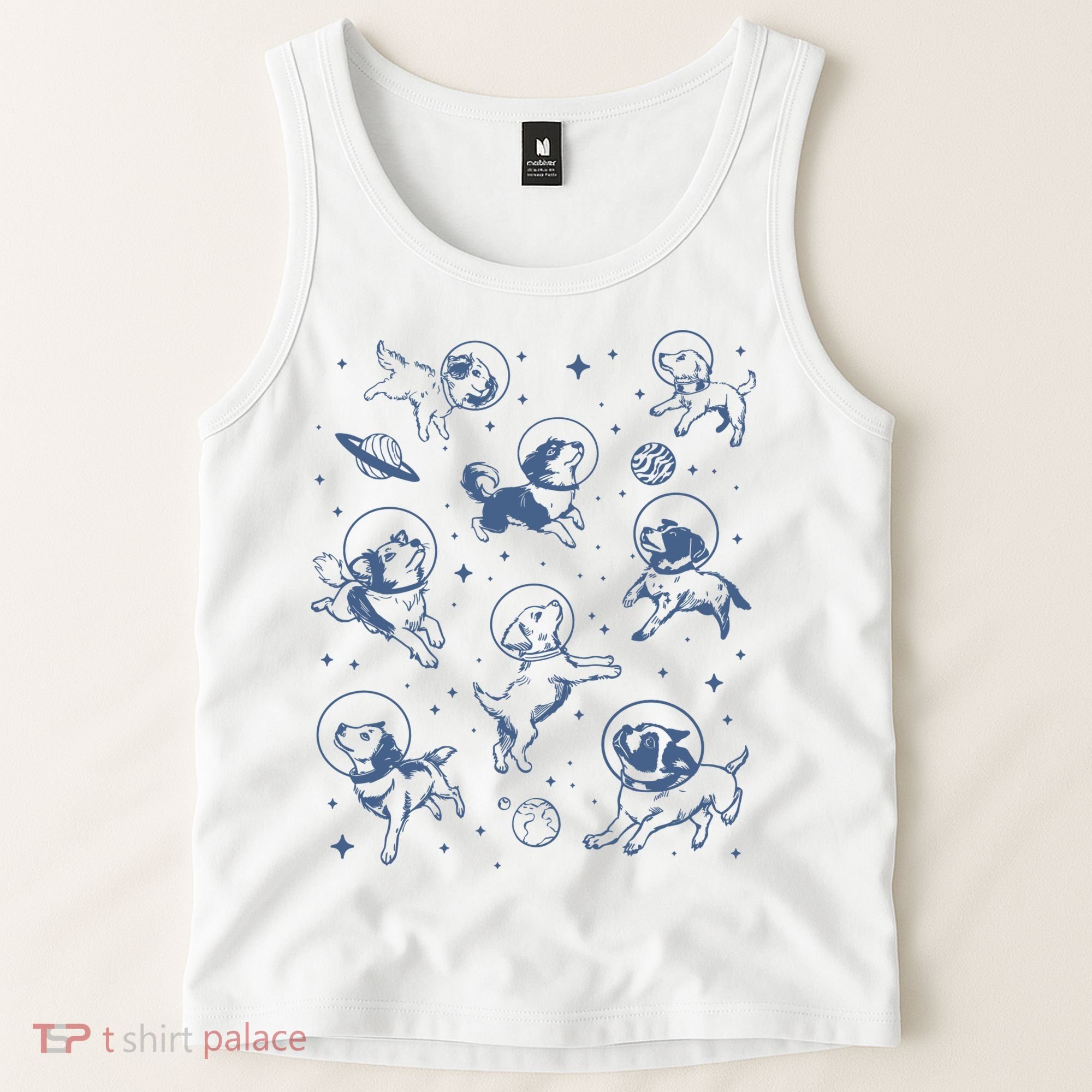 Retro Dogs In Space Funny Galaxy Tank Top