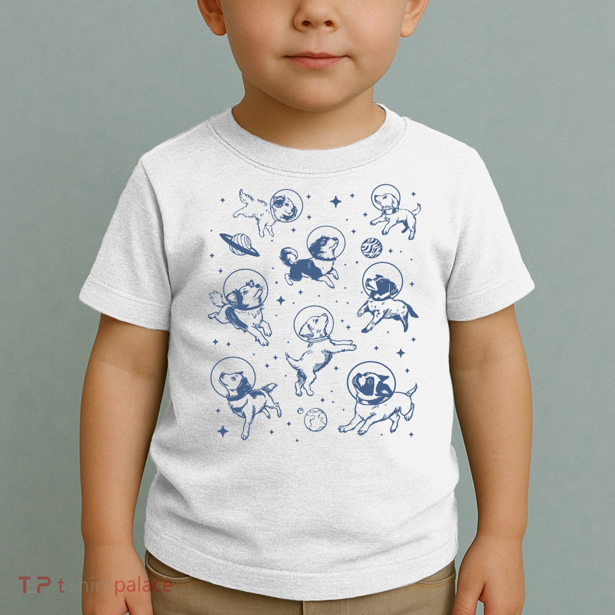 Retro Dogs In Space Funny Galaxy Toddler T-Shirt