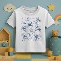 Retro Dogs In Space Funny Galaxy Toddler T-Shirt thumb 3