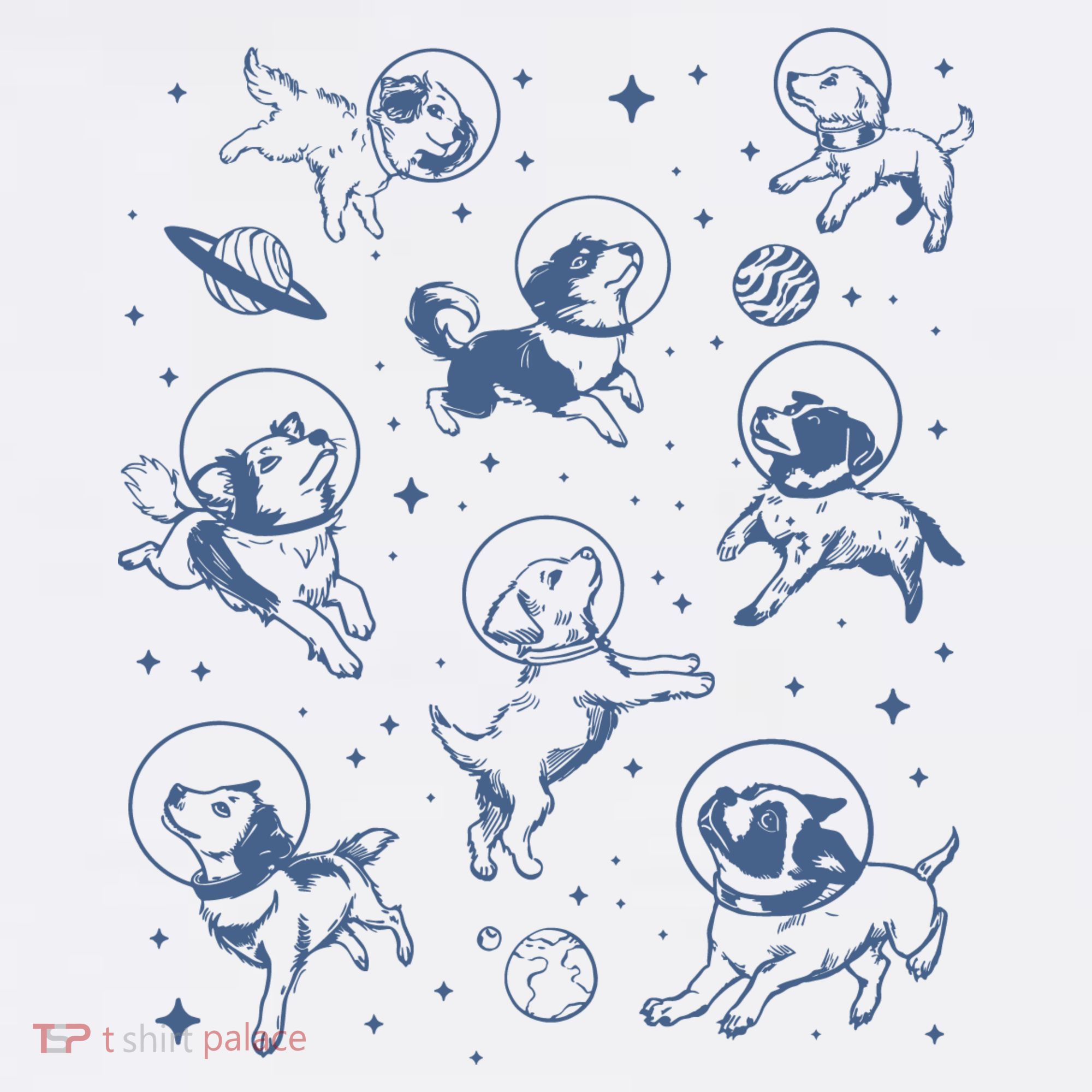 Retro Dogs In Space Funny Galaxy Toddler T-Shirt