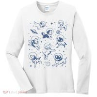 Retro Dogs In Space Funny Galaxy Women's Long Sleeve Shirt thumb 0