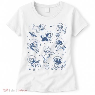 Retro Dogs In Space Funny Galaxy Women's T-Shirt