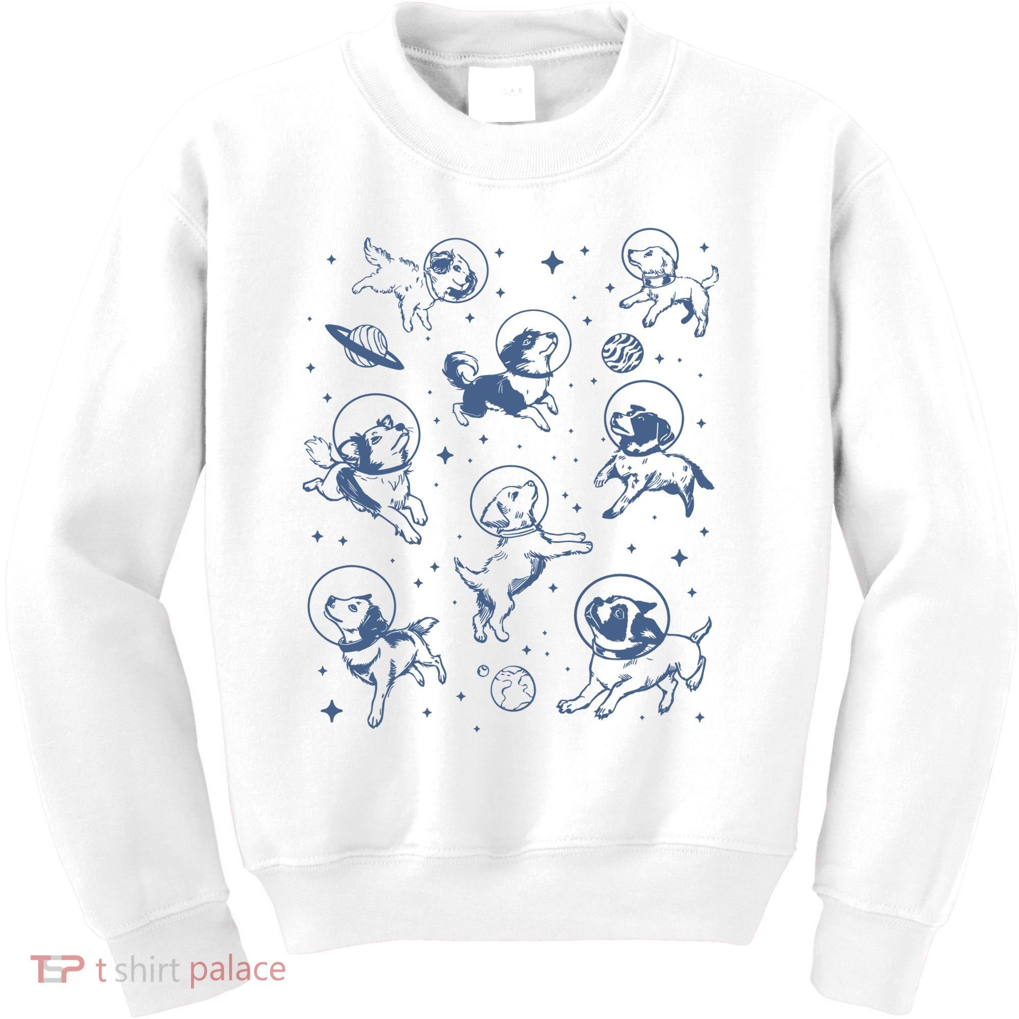 Retro Dogs In Space Funny Galaxy Kids Sweatshirt